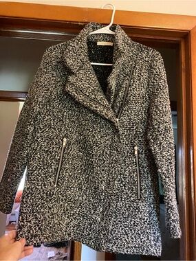 Elodie Black and White Knit Coat
